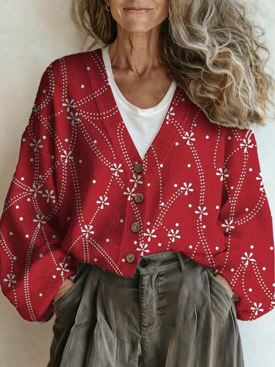 Loose V Neck Casual Cardigan