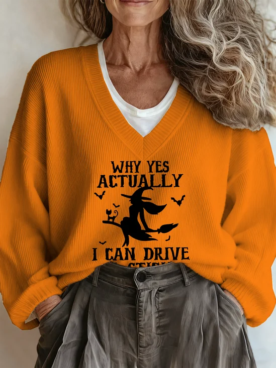 V Neck Halloween Loose Casual Sweater