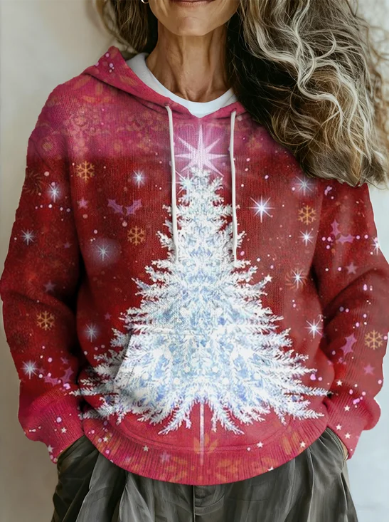 Vintage Loose Gradient Pattern Hoodie Sweater