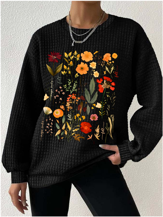 Women's Subtle Anti-Maga Floral, Fdt Merch, Feminist Gift Casual Waffle Sweatshirts