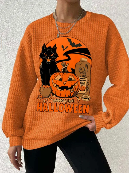 Women's Retro Halloween Horror Season Waffle sweatshirt