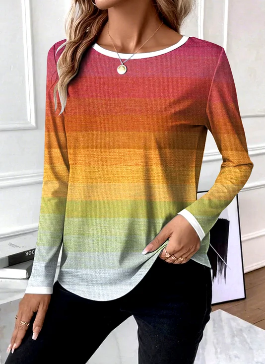 Crew Neck Casual Striped T-Shirt