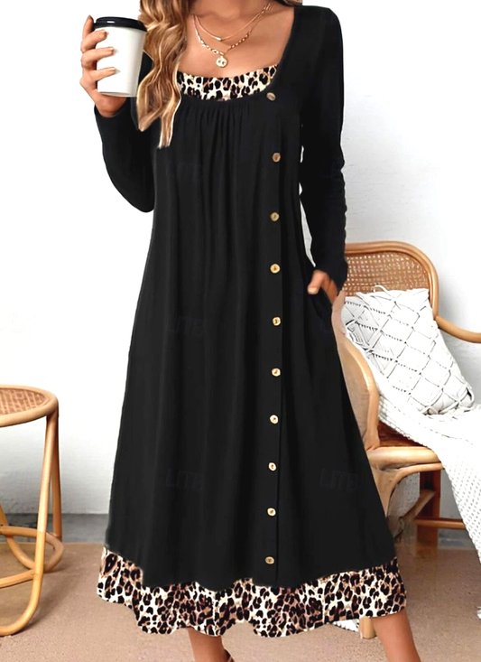 Color Block Casual Dress With No