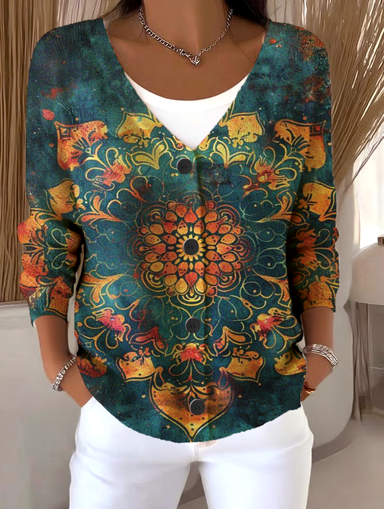 Loose Vintage V Neck Cardigan