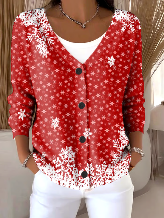 Gradient Pattern V Neck Boho Cardigan