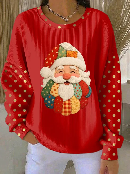 Printing Crew Neck Casual Christmas Sweatshirt