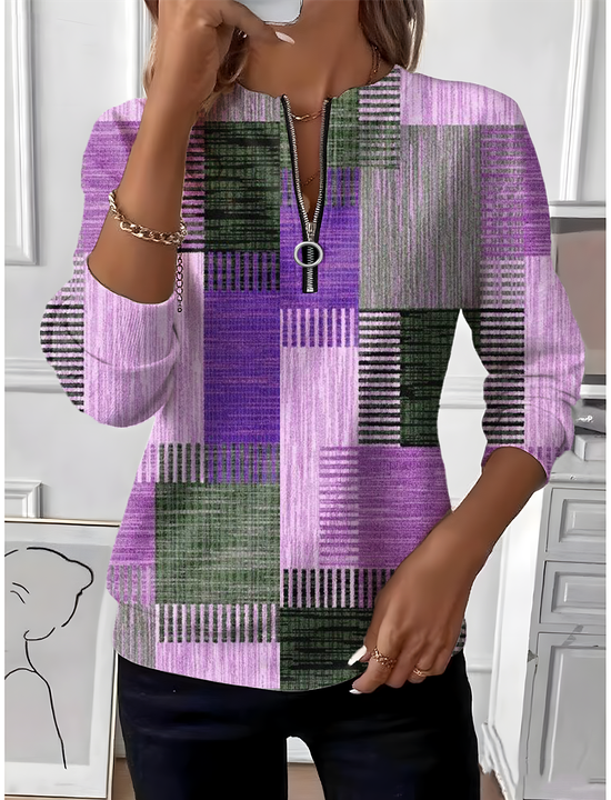 Geometric Loose Crew Neck Vintage Sweatshirt
