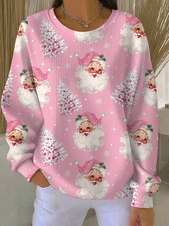Casual Crew Neck Christmas Sweatshirt