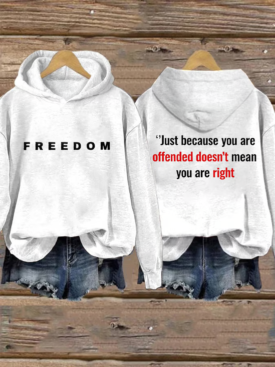Women's freedom Print Casual Hoodie Sweatshirt