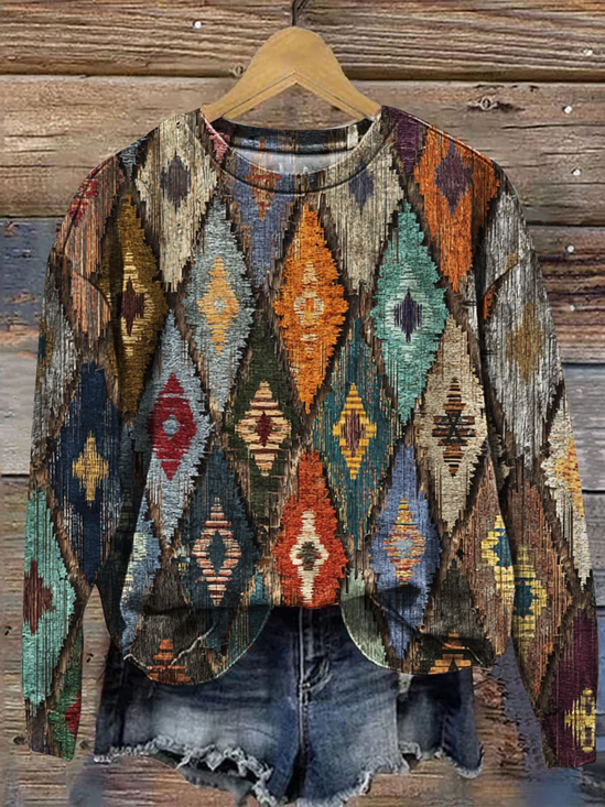 Loose Casual Printing Abstract Sweatshirt