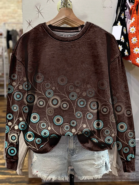 Printing Crew Neck Casual Abstract Sweatshirt