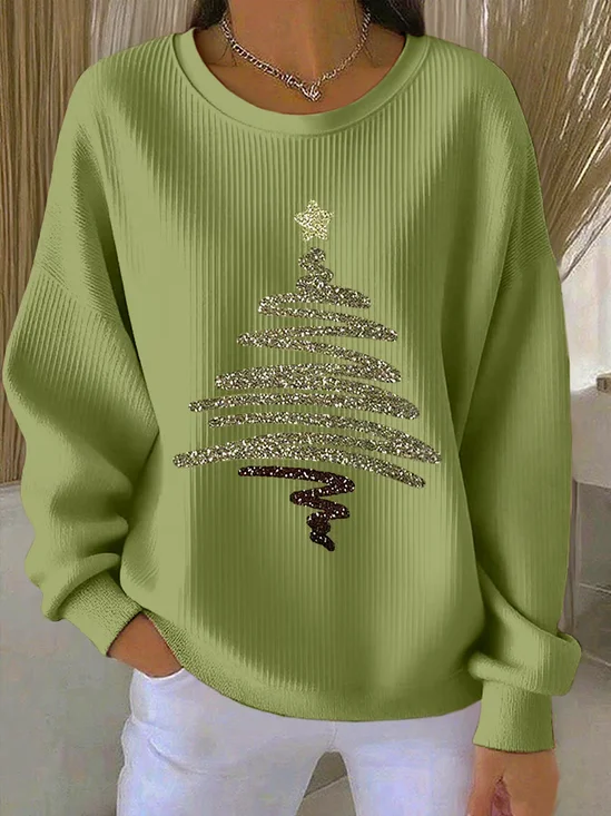 Christmas Printing Casual Crew Neck Sweatshirt