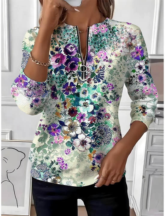 Loose Floral Simple Sweatshirt