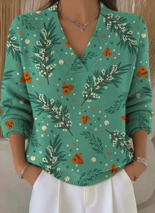 Loose V Neck Christmas Vintage Sweater