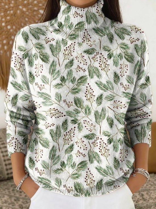 Casual Turtleneck Christmas Tree Loose Sweater