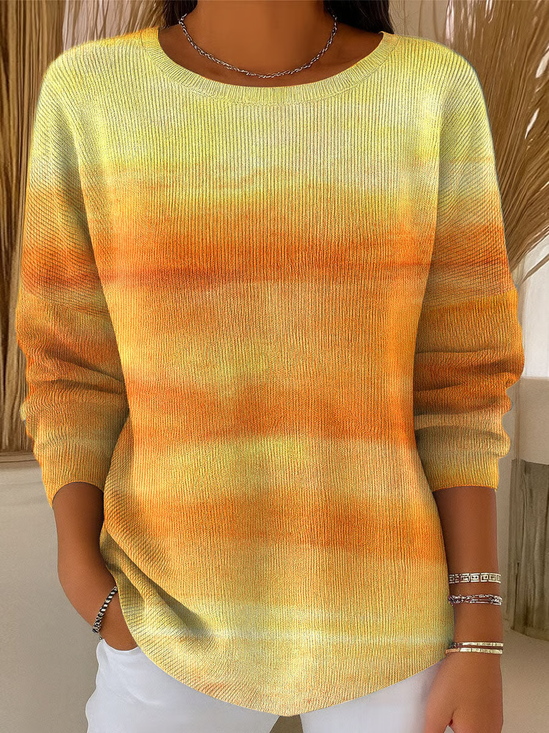 Printing Crew Neck Casual Regular Fit Sweater