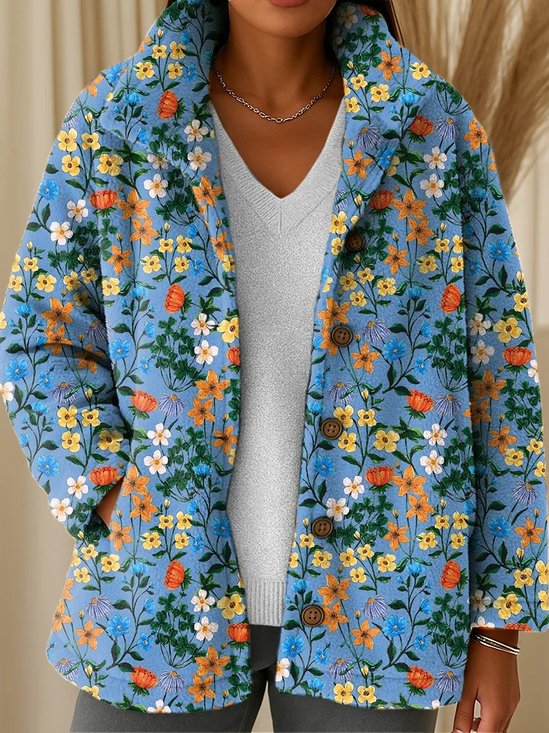 Women's Printed Casual Loose Cardigan Flannel Jacket
