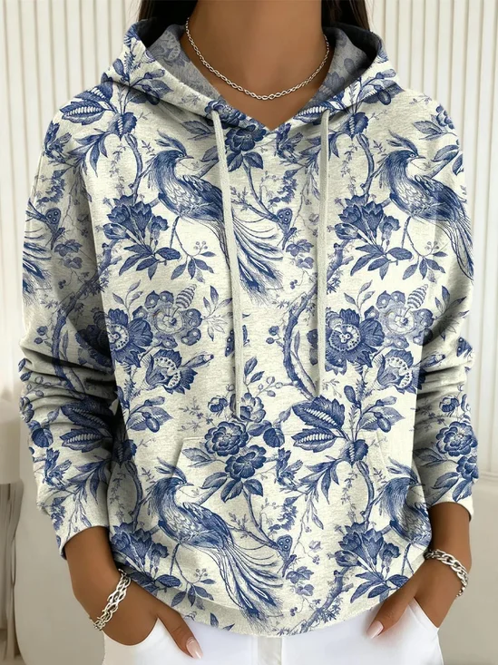 Women's Printed Casual Pocket Hooded Sweatshirt