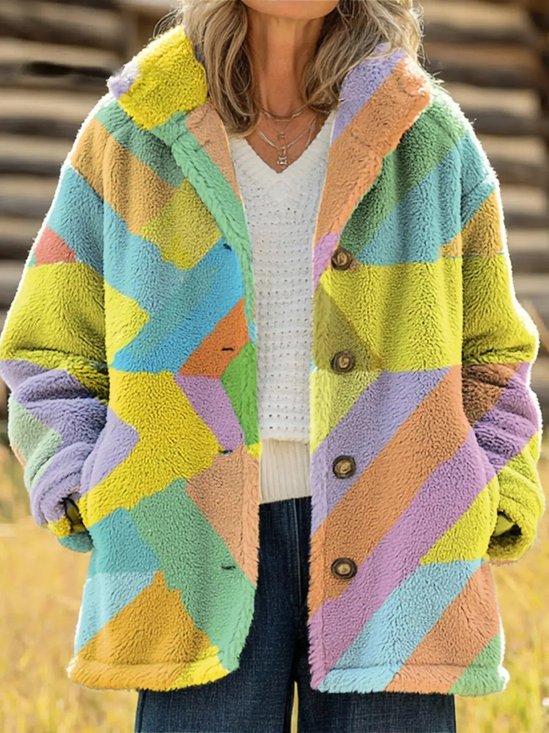 Women's Printed Casual Loose Cardigan Flannel Jacket