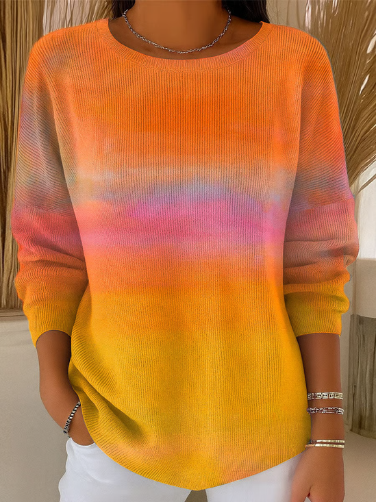 Abstract Casual Crew Neck Printing Sweater