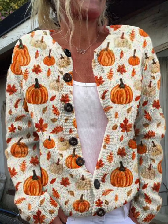 Maple Leaf Vintage Printing Cardigan