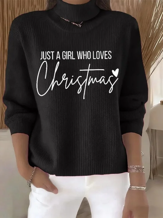Loose Letter Pattern Turtleneck Vintage Sweater