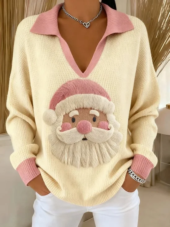 Loose Christmas V Neck Casual Sweater