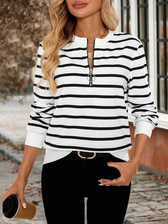 Stand Collar Cotton Casual Sweatshirt