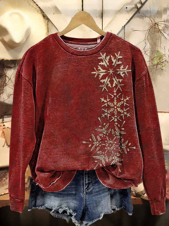Printing Casual Christmas Crew Neck Sweatshirt