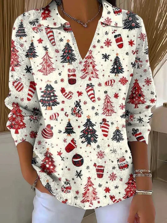 Vintage V Neck Loose Christmas Sweater