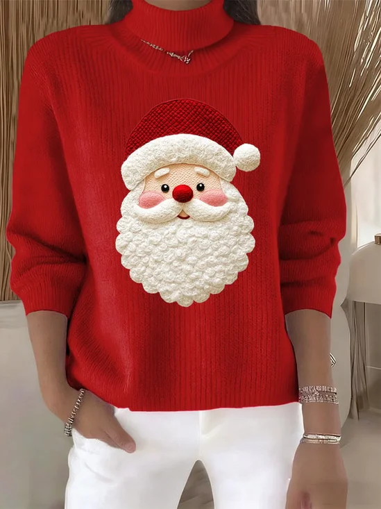 Christmas Turtleneck Loose Vintage Sweater