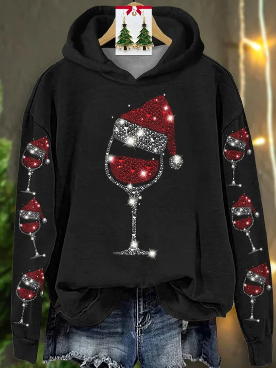Loose Casual Printing Christmas Hoodie