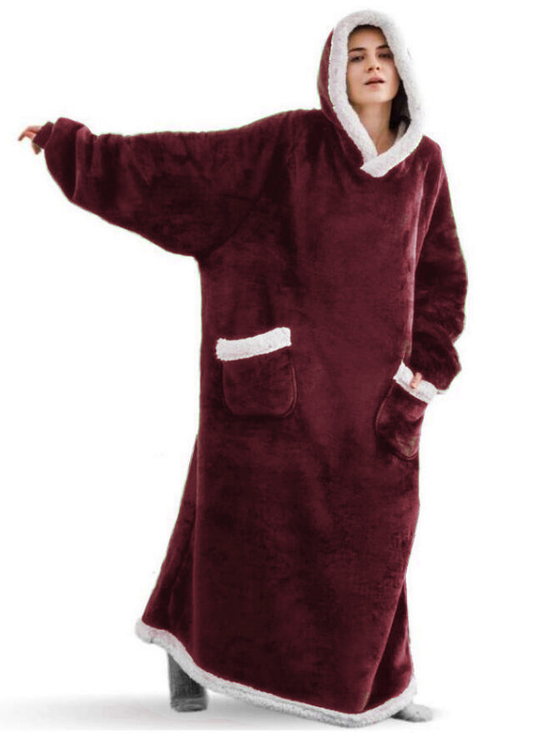 Home Clothes Jacket Lazy Hooded Sweater Thickened Blanket Loose Pullover Wearable Blanket Couple Parent-Child Style