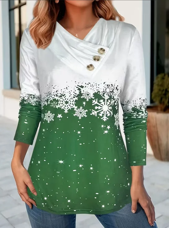 Christmas Casual Cotton Others T-Shirt