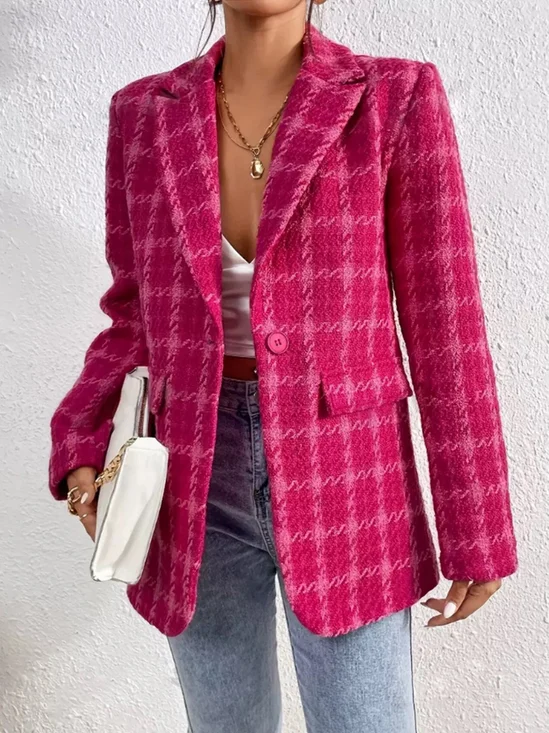 Cotton Geometric Shawl Collar Casual Blazer