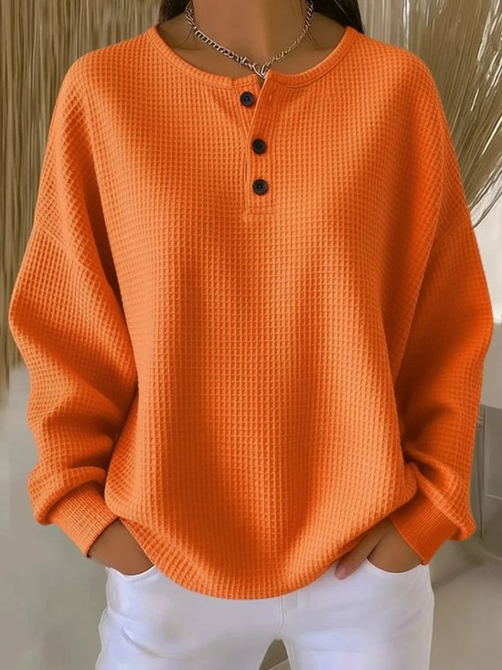 Loose Simple Crew Neck Plain T-Shirt