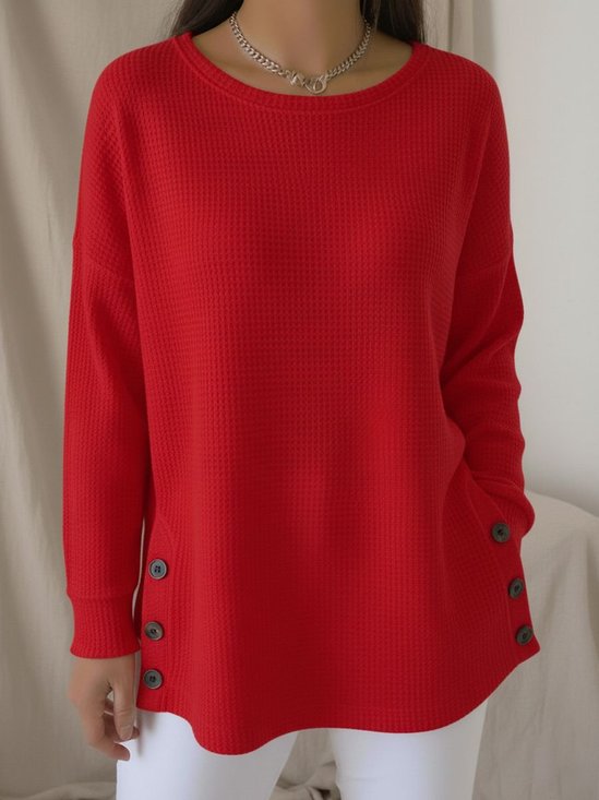Plain Loose Crew Neck Simple T-Shirt