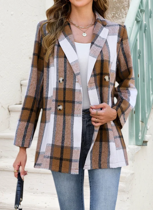 Casual Color Block Shawl Collar Blazer