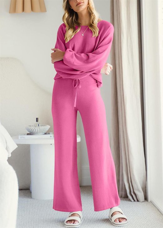 Casual Regular Fit Cotton Plain Two-Piece Set