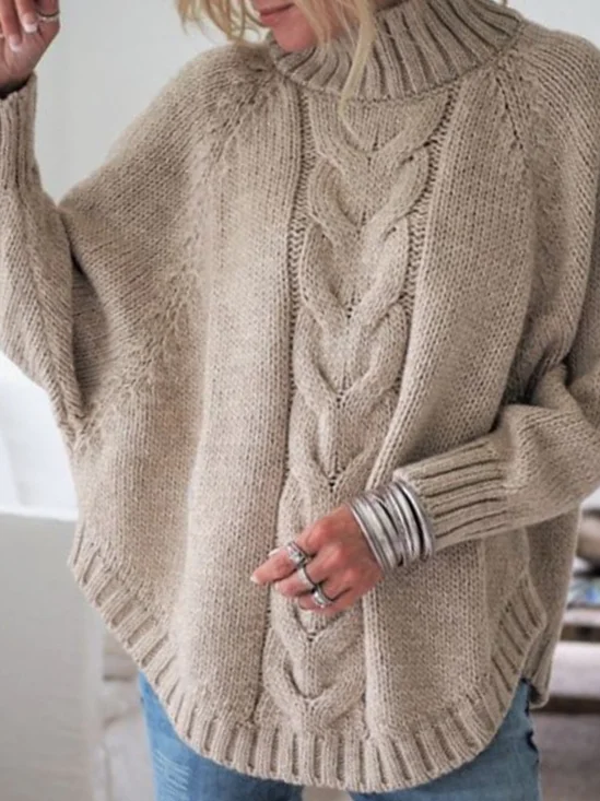 Split Joint Street Mock Neck Dolman Sleeve Sweater
