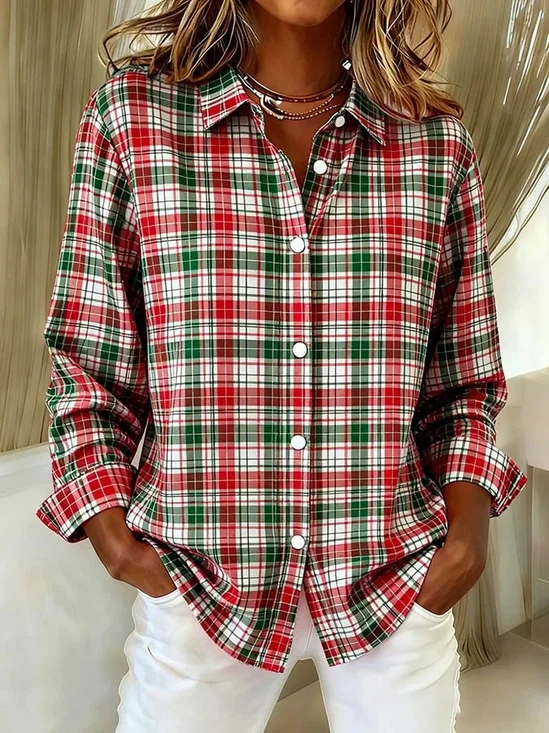 Christmas Loose Vintage Shawl Collar Shirt