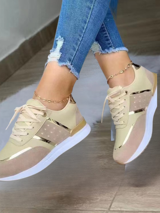 Color Block Urban Mesh Fabric All Season Shallow Shoes