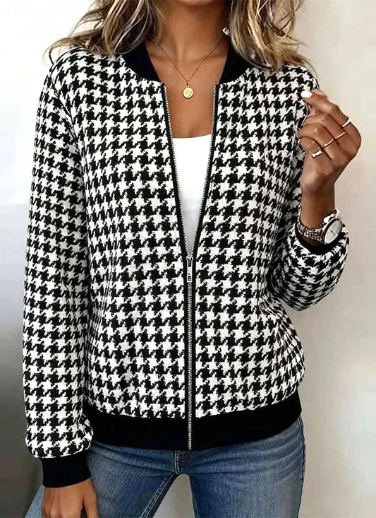 Casual Geometric Stand Collar Jacket