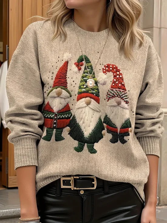Crew Neck Simple Printing Christmas Sweater