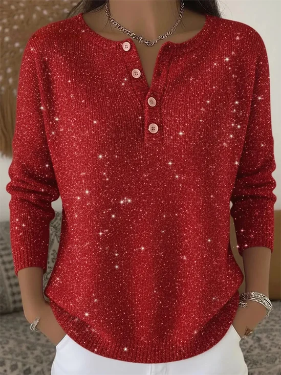 Loose Crew Neck Vintage Knit Top