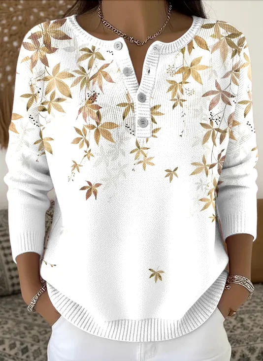Casual Henley Collar Sweater