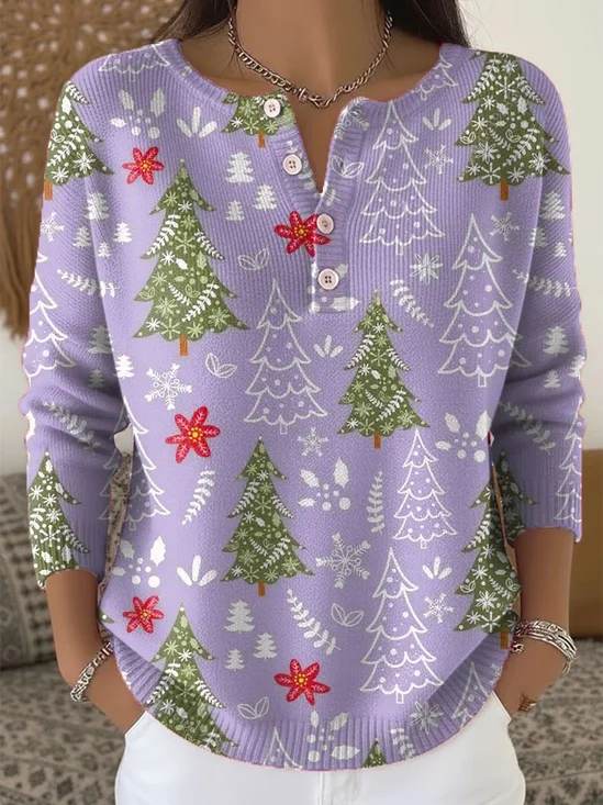 Casual Crew Neck Loose Christmas Sweater