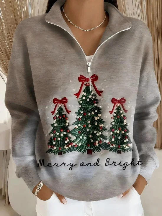 Half Open Collar Loose Casual Christmas Sweater