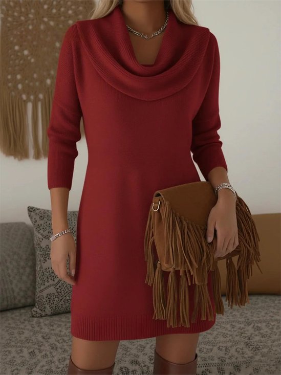 Others Simple Loose Sweater Dress With No
