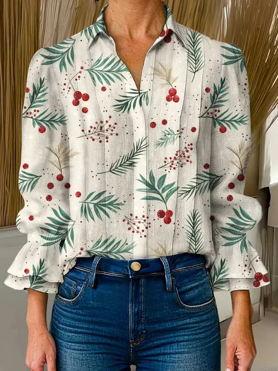 Vintage Shawl Collar Christmas Shirt